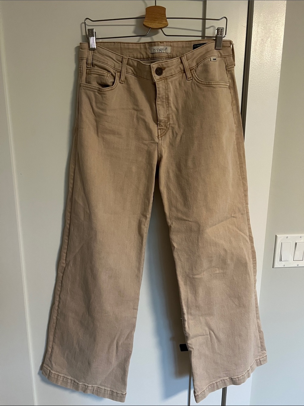 Mavi High-Rise Wide-Leg Jeans in Beige